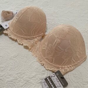 Daisy Fuentes Blush Cream Lace Multiway Push-up Convertible Bra Sz 38DD NWT